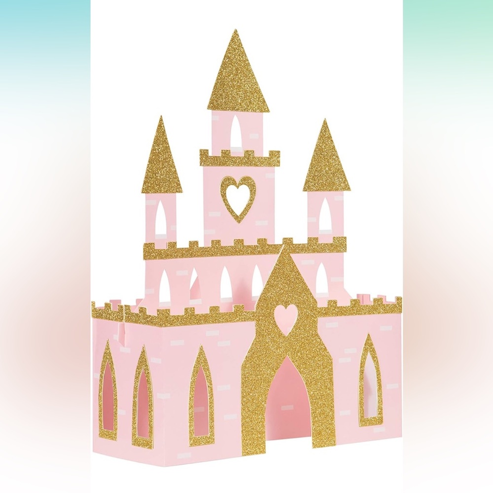 Pink and Gold 3D Glittery Castle Centerpiece Cutout